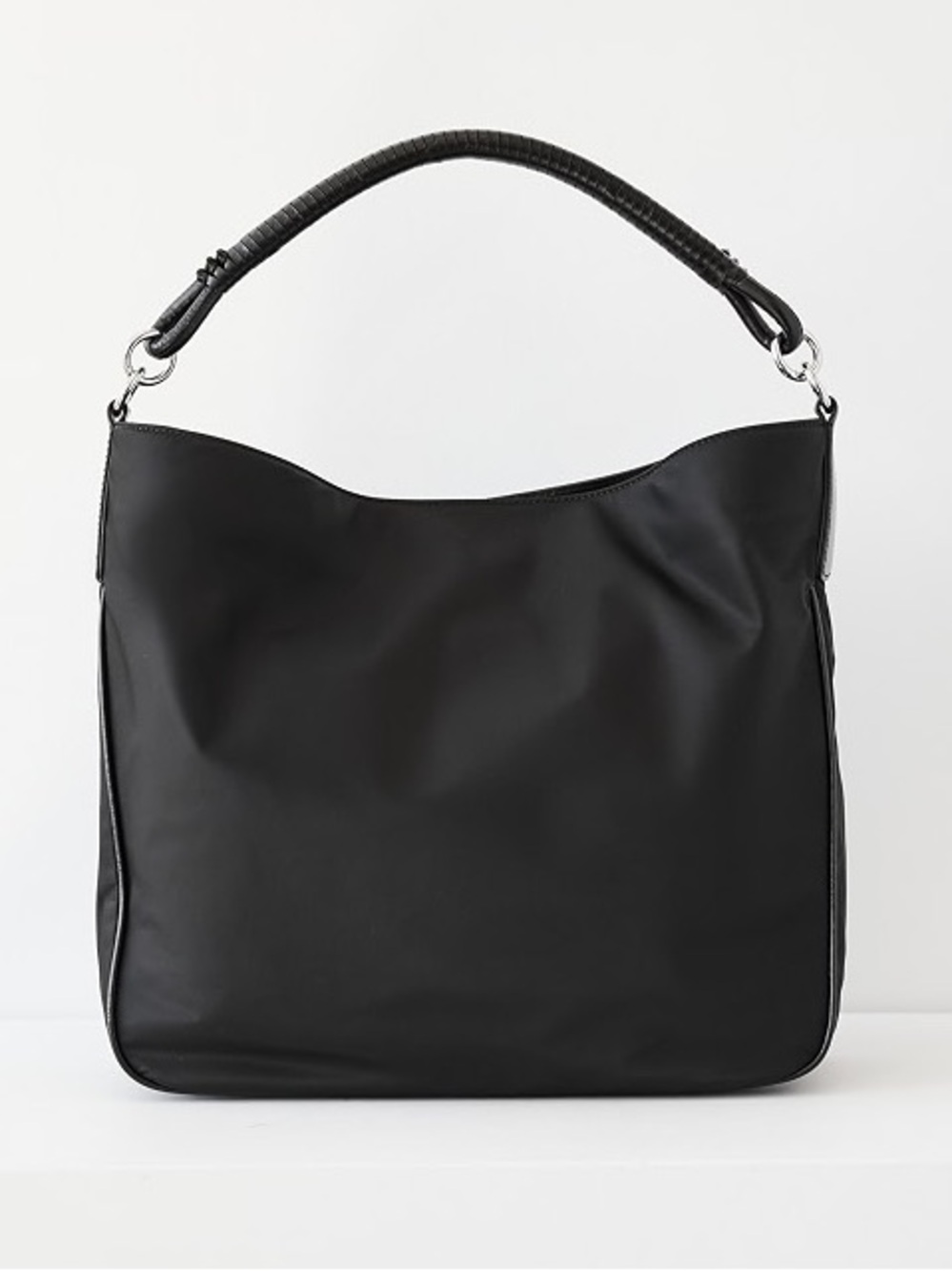 NWT STAUD Perry Hobo Bag Black Technical Weave Leather Handle